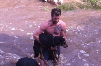 Man Strips Down And Jumps Into Raging River To Save Drowning Dog